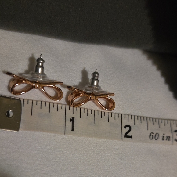 kate spade Rose Gold Slim Bow Earrings - Picture 8 of 8
